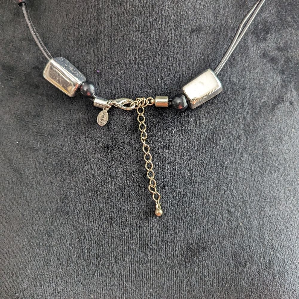 Chico's  Statement Necklace Black and Silver Tone - Picture 4 of 9